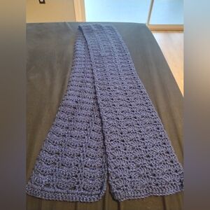 Handmade Crochet Scarf Newly Crafted Navy With Metallic Blue Throughout